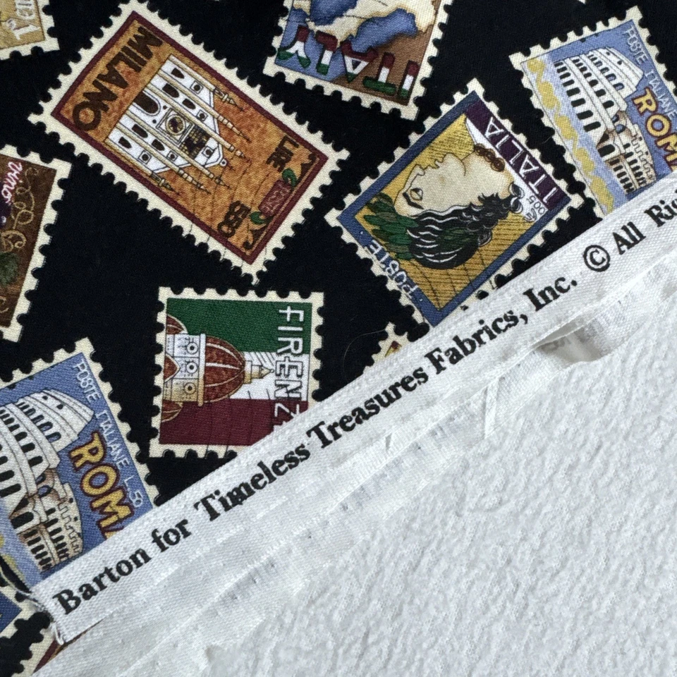 Estampillas postales de tela de algodón tesoros atemporales manualidades para acolchar 1 yarda Foto 3 de 4