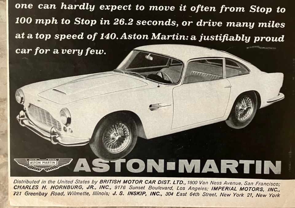 1962 Aston _ Martin Lot of 2 *Original* James Bond car ad print gift DB4 Vantage Foto 2 de 4