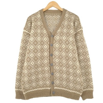Strickjacke Cardigan Beige Nordic Scandinavian Vintage Bv6 Größe L
