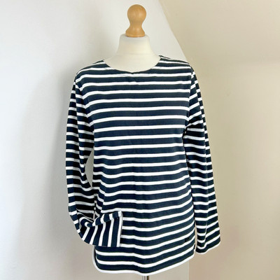 Le Mont St Michel T-Shirt XL Black White Breton Stripe Nautical Sailor Preppy