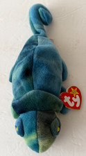 TY Beanie Baby - 1RAINBOW the Chameleon dark blue  9 inch - MWMTs Stuffed Toy