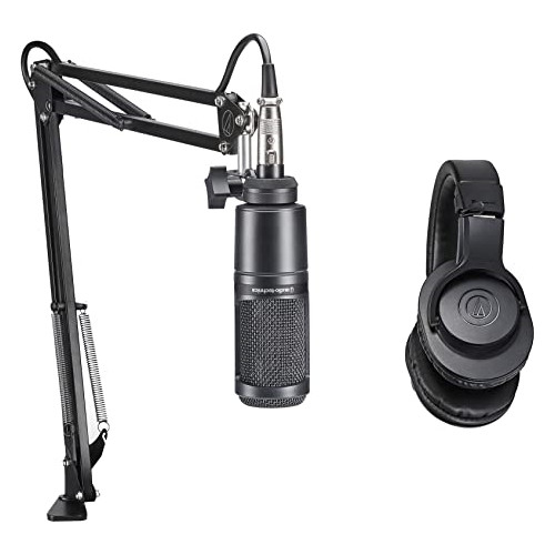 Audio Technica Studio Mic Recording Kit, Microphone & Headphones W/ Boom Bundle
