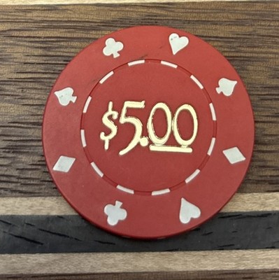 Vintage $5 Unidentified Casino Roulette Poker Gaming Chip