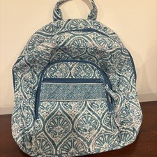 Blue Floral Backpack with Zip Pocket