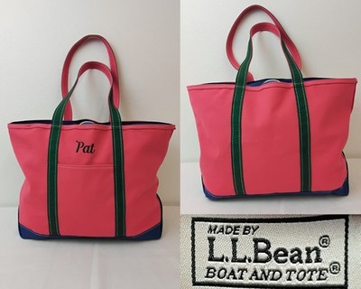 L.L. Bean Boat and Tote Zip-up Bag Red/Green Cotton Canvas Monogramed #W4447