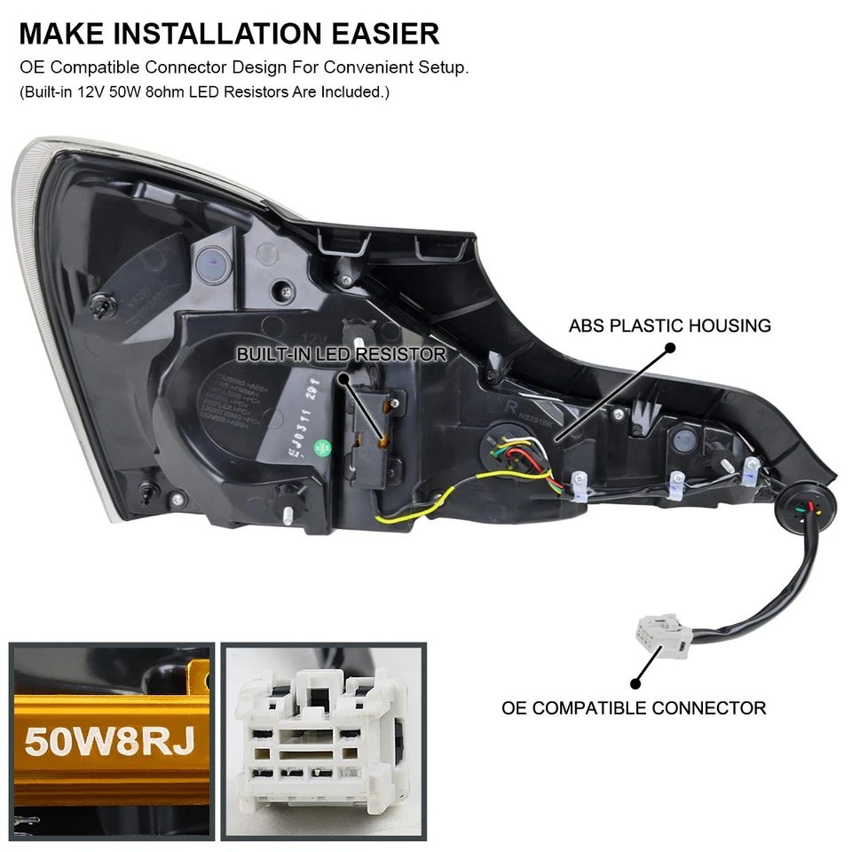 Fits 2008-2013 Infiniti G37 14-15 Q60 Coupe LED Tail Lights Sequential Lamps - Imagem 4 de 4