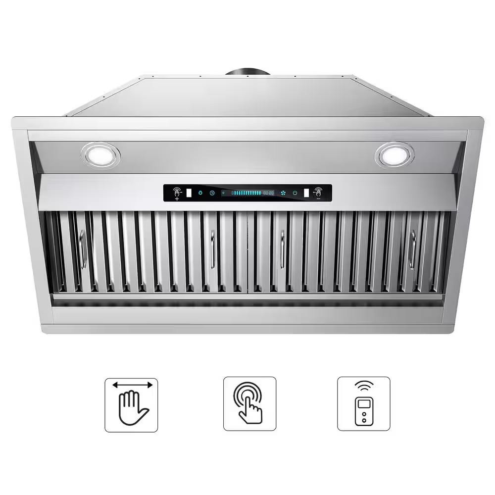 42 In. 400 CFM Convertible Insert Range Hood Stainless Steel with Baffle Filters