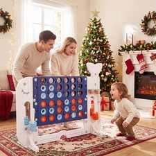 Jumbo Connect Four Game w/Ring-toss Basketball Golf Club Balls 2 Cups Holders