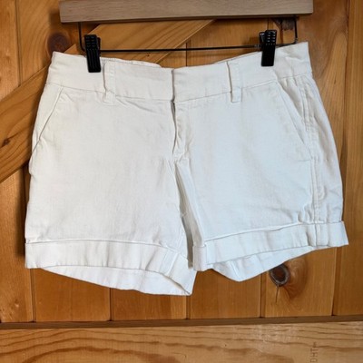 Dear John White Denim Chino Shorts Cuffed Mid Rise Stretch Preppy Womens 27