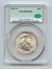 1951-D Franklin Half Dollar, CAC MS-64 FBL, Full Bell Lines