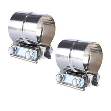 2.25 T304 Stainless Lap Joint Exhaust Band Clamp For Catback Muffler Pipe 2pcs
