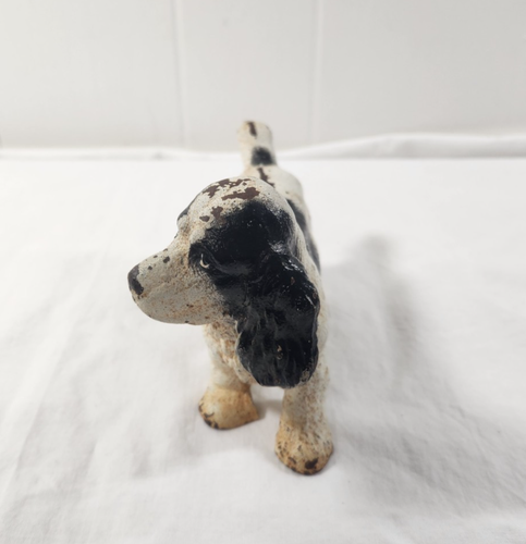 Antique Hubley Cast Iron Black & White Cocker Spaniel Dog Doorstop / Bookend? - Picture 2 of 8
