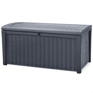 Keter Borneo Rattan/Wicker Style Resin Deck Box Storage Bin, 110gal (For Parts)