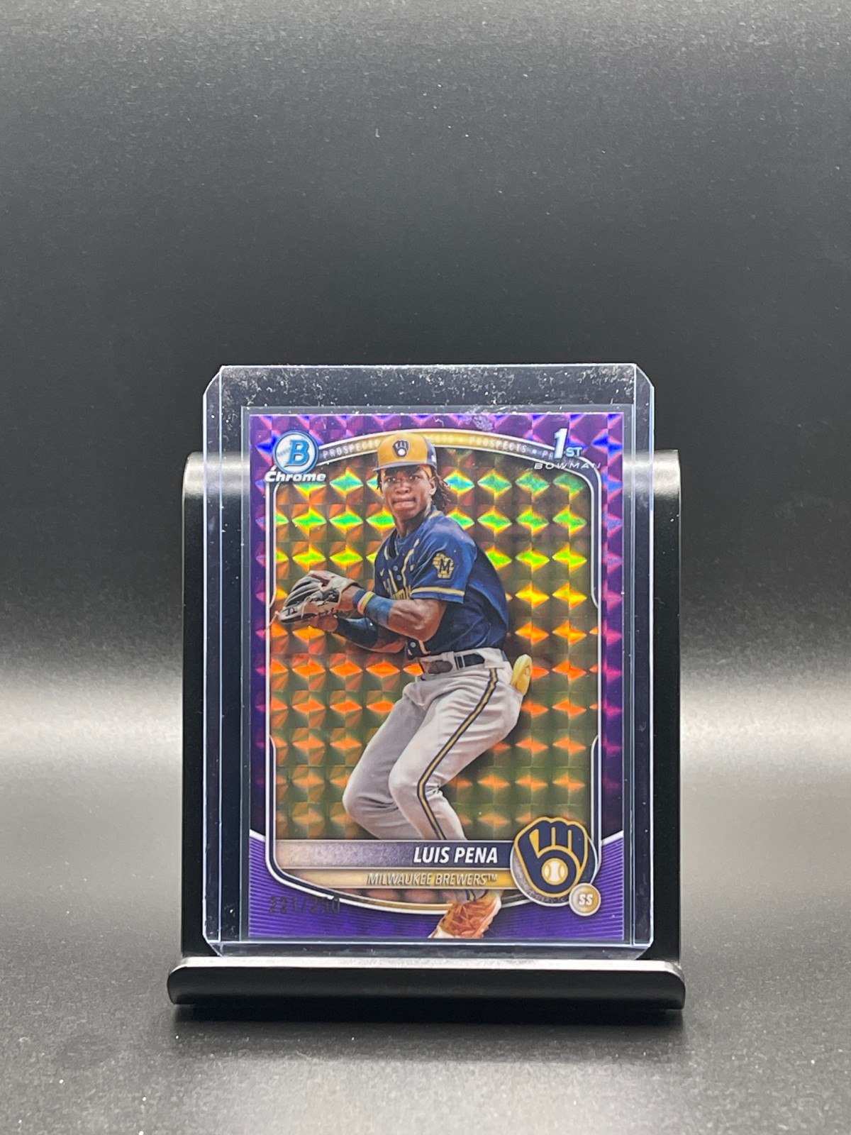 2025 Bowman 1st LUIS PENA /250 Purple Geometric Milwaukee Brewers