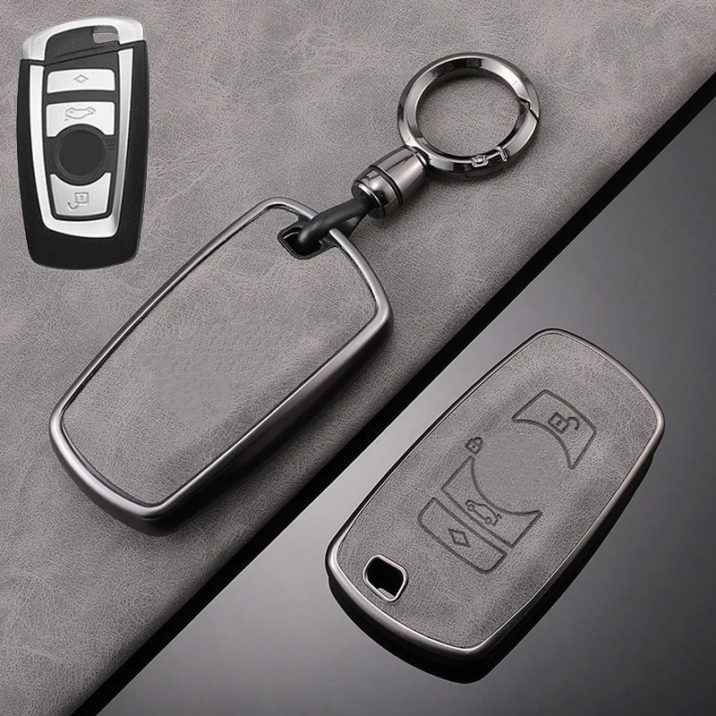 Funda para llave de coche de cuero de aleación de zinc para BMW X3 X4 X5 F10 F15 1 2 3 4 5 6 7 M5 Foto 4 de 4