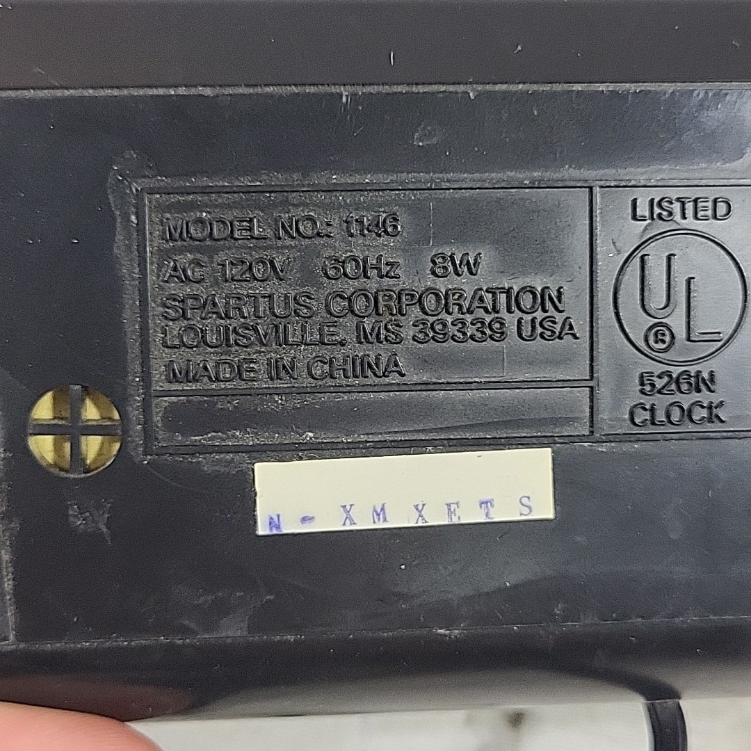 Vtg Spartus Alarm Clock Model 1146 Compact Alarm Black Red Display VG Condition