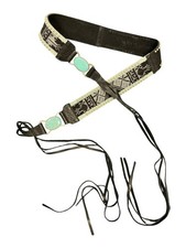 Nocona Western Belt Black Leather Cross Turquoise Gem Stones Beaded  Studded