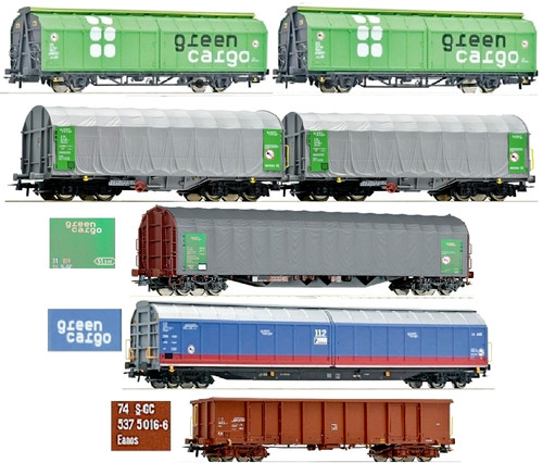 Roco 7x GREEN CARGO GC 6600114+01 66479 67047+302 zu 67400 76026 7500007 6600200 | Zustand: Neu