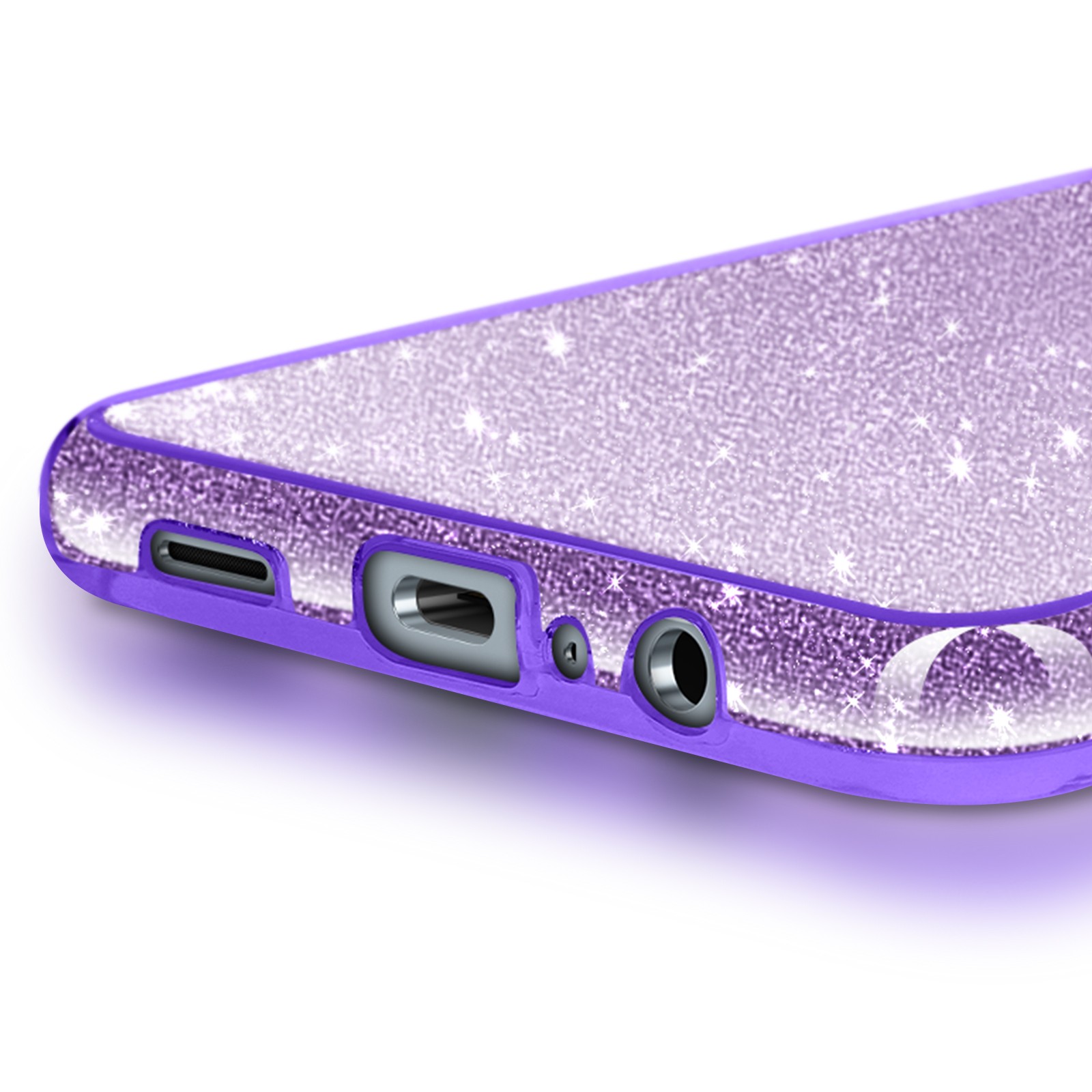 Coque antichoc Galaxy A06 flexible violette pailletée - 3