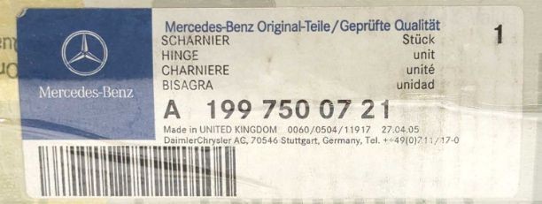 New OEM Mercedes LH Deck Trunk Lid Hinge 2005-2009 McLaren SLR 1997500721