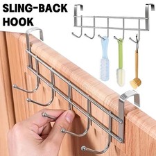 5 HOOK OVER THE DOOR HOOKS CHROME WASH ROOM COAT HANGER CLOTHES TOWEL STORAGE