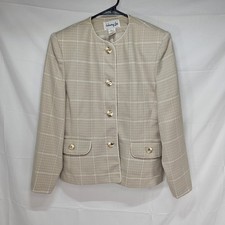 Vintage Henry Lee Womens Blazer Jacket Beige Ivory Size 8 Business Formal Casual