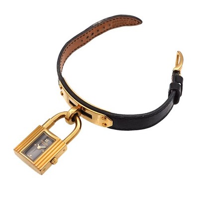 HERMES KELLY Watch Quartz Black Dial Leather Ladies Watch  display picture 1