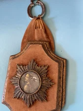 Vintage Romantic Jaru Art Plaster and Velvet Hanging  Art Plaque