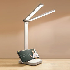 LED Double Head Desk Lamp, Rechargeable Portable Table Lamp, Adjustable Light