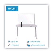 MASTERVISION PROTECTOR SERIES GLASS ALUMINUM DESKTOP DIVIDER, 35.4 X 0.16 X 23.6
