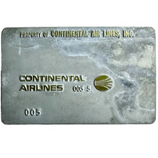 Continental Airlines  Airline Aluminum Ticket Validation Plate Obsolete