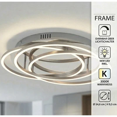 Briloner  Frame LED Deckenlampe dimmbar über Lichtschalter Alu Chrom - Bild 1 von 4