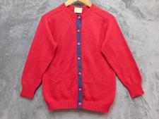 Vintage Glen Of Michigan,jr. Sweater Youth 16 Red Blue Button Front Cardigan