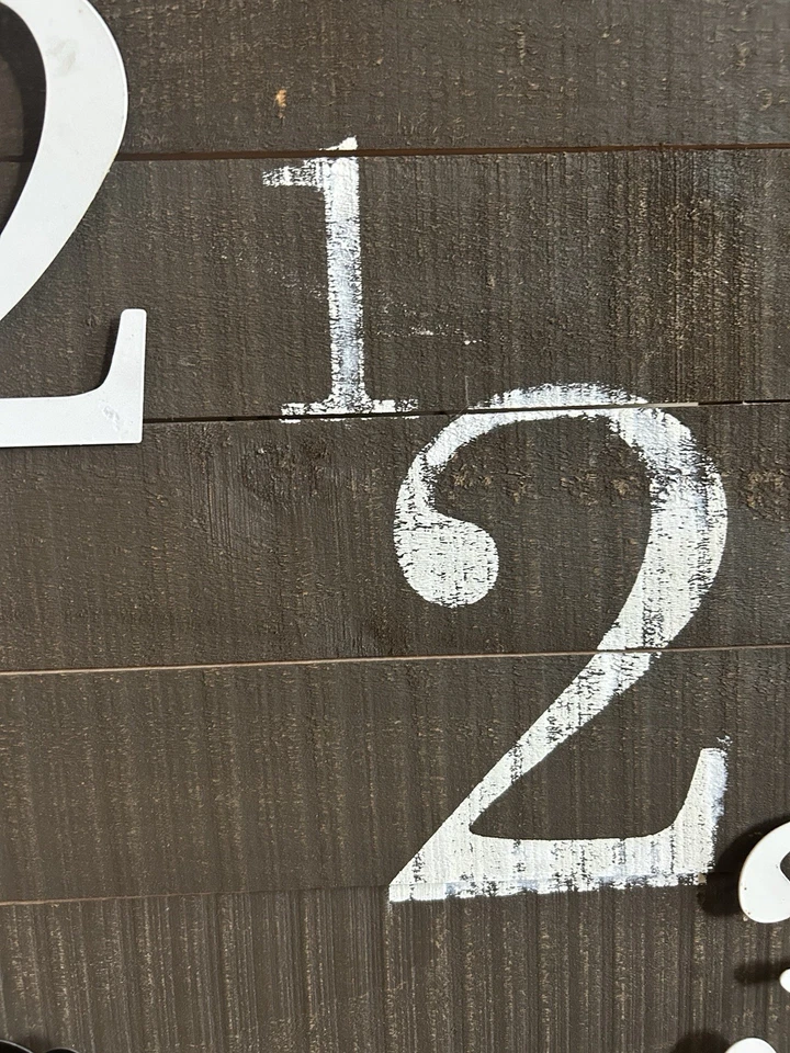 31x31 Rustic Farmhouse Wood Wall Clock Gray White Oversized Square Decor - Image 4 of 4