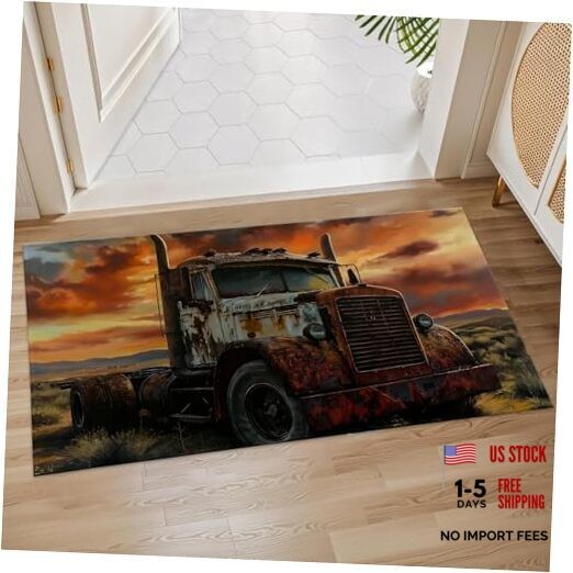 Rustic Truck Indoor Door Mat, 17x29.5 Inch, Floor Area Rug for