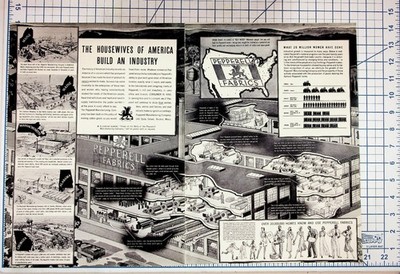 1937 Pepperell Fabrics Textile Industry Ad Ephemera Maine Mass Georgia Alabama