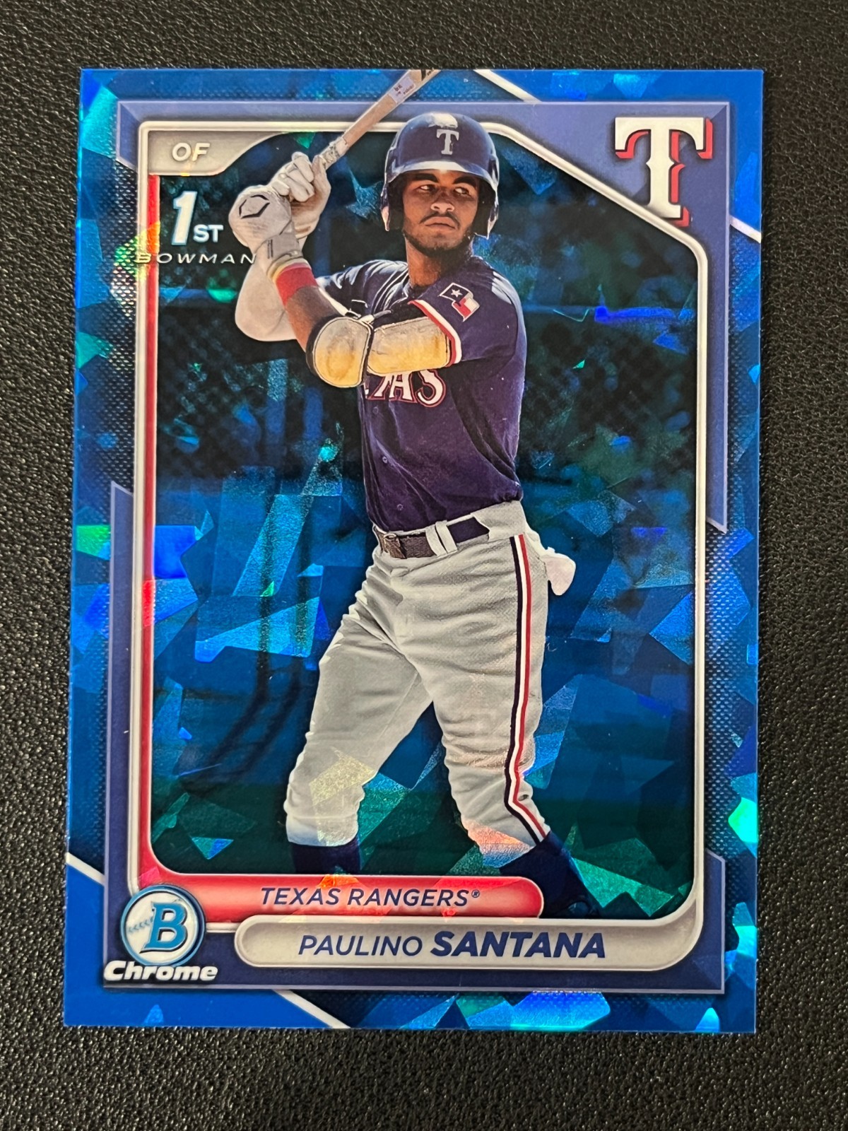 Paulino Santana 2024 Bowman Chrome Sapphire 1st Prospect Rangers