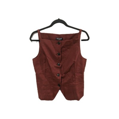 NWT J. Crew Size 8 Cutaway Vest Top  Linen Cacao Red Adjustable Back