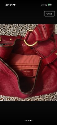 Salvatore Ferragamo Hobo Tasche Leder rot - Vintage Original