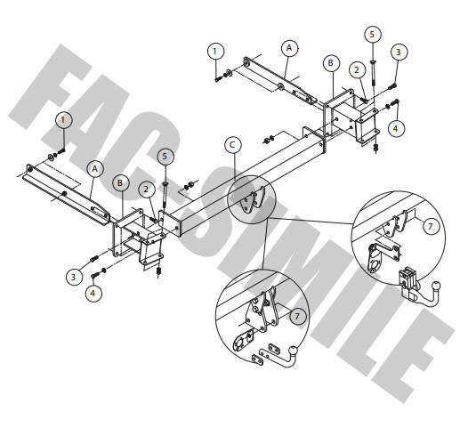 Vertical Detachable Towbar+ 7Pin C2 Wiring Fits Mercedes ML 07/05-10/11