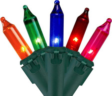 Mini Incandescent Christmas Lights - Multi-Color - 4' Green Wire - 20Ct