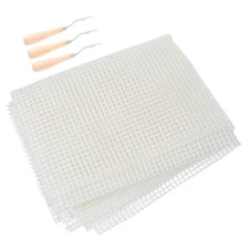 1 Set Diy Rug Mesh: Hooking Mesh Canvas With Crochet Needle Set Versatile