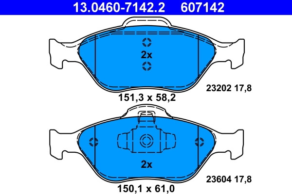 Kit de plaquettes de frein ATE de qualité premium standard ECE-R90