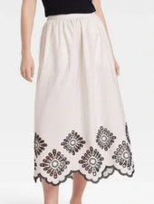 NEW Universal Thread Cream and Black Embroidered Maxi Skirt Size XL