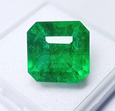 VVS Green Emerald Asscher Cut 8-9 Ct Natural Colombian Certified Loose Gemstone