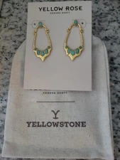 Kendra Scott Yellow Rose Montana Vintage Gold Magnesite Earrings NWT $120 Pouch!