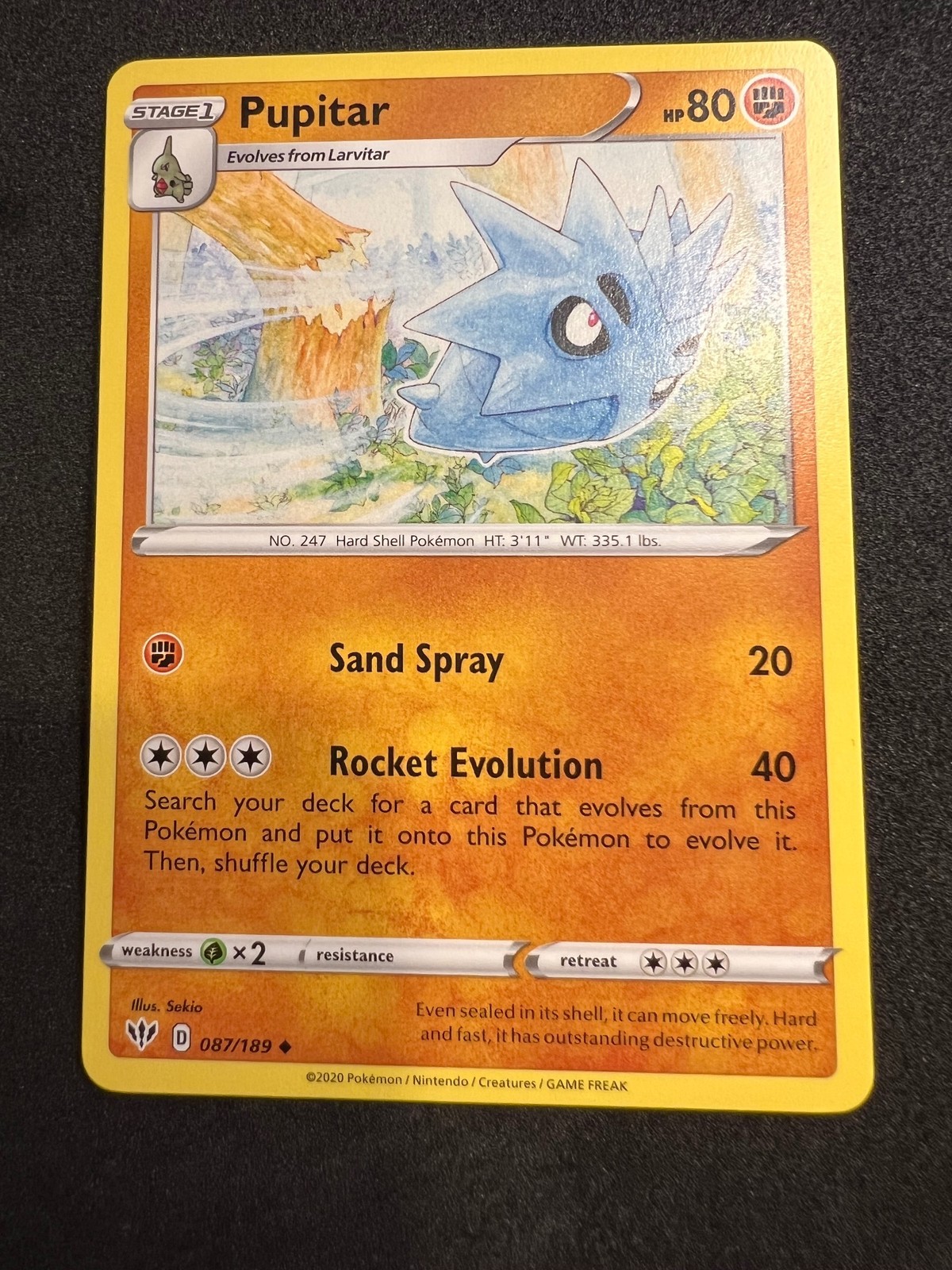Pupitar 87/189 Uncommon Darkness Ablaze Pokemon 2020