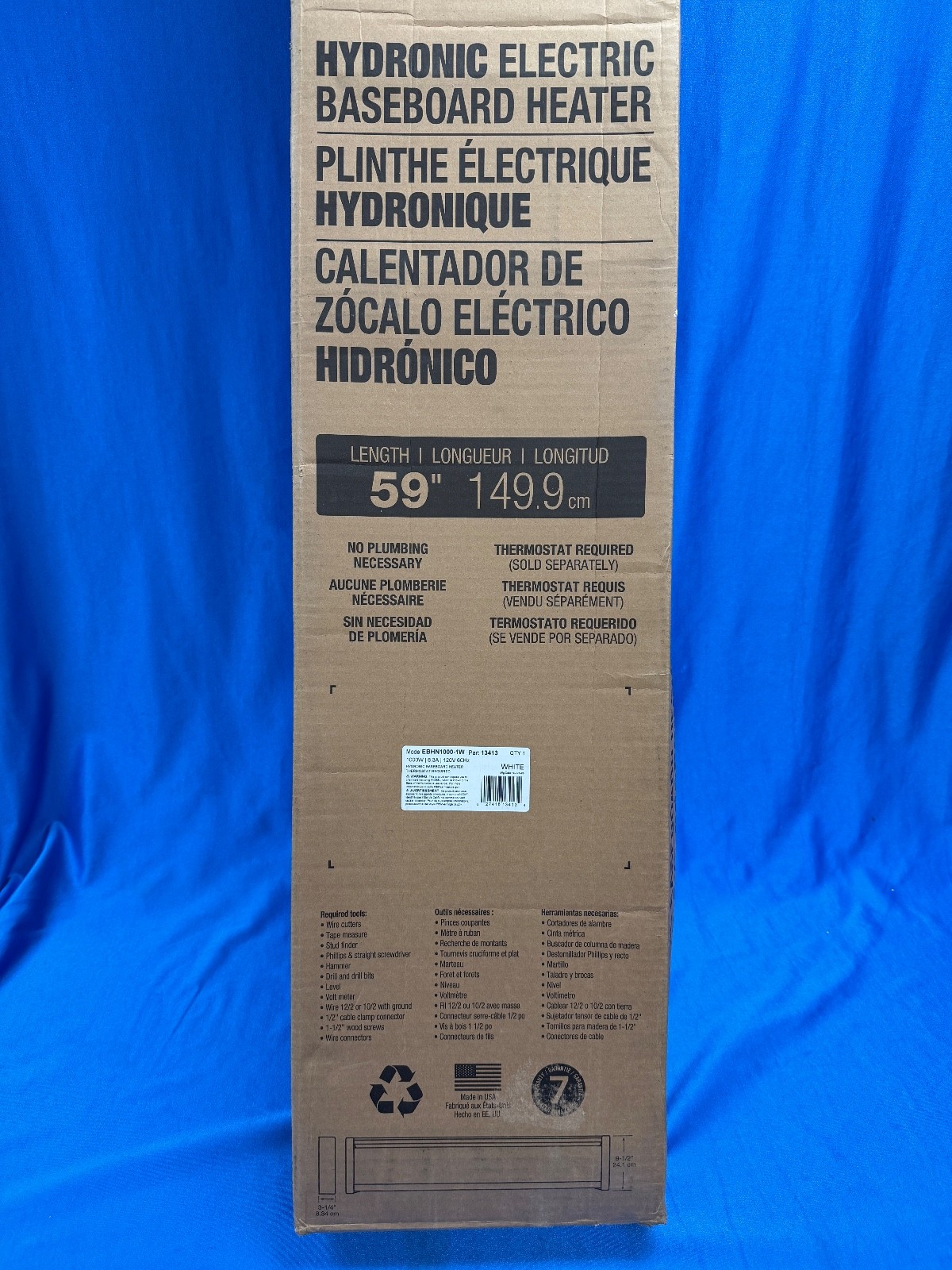 Cadet EBHN1000-1W Hydronic Baseboard Heater 1000W 120V White New, Open Box