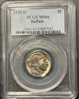 1938-D 5c Buffalo Nickel PCGS MS66 BU US Coin Indian Head Denver SEMI KEY DATE!