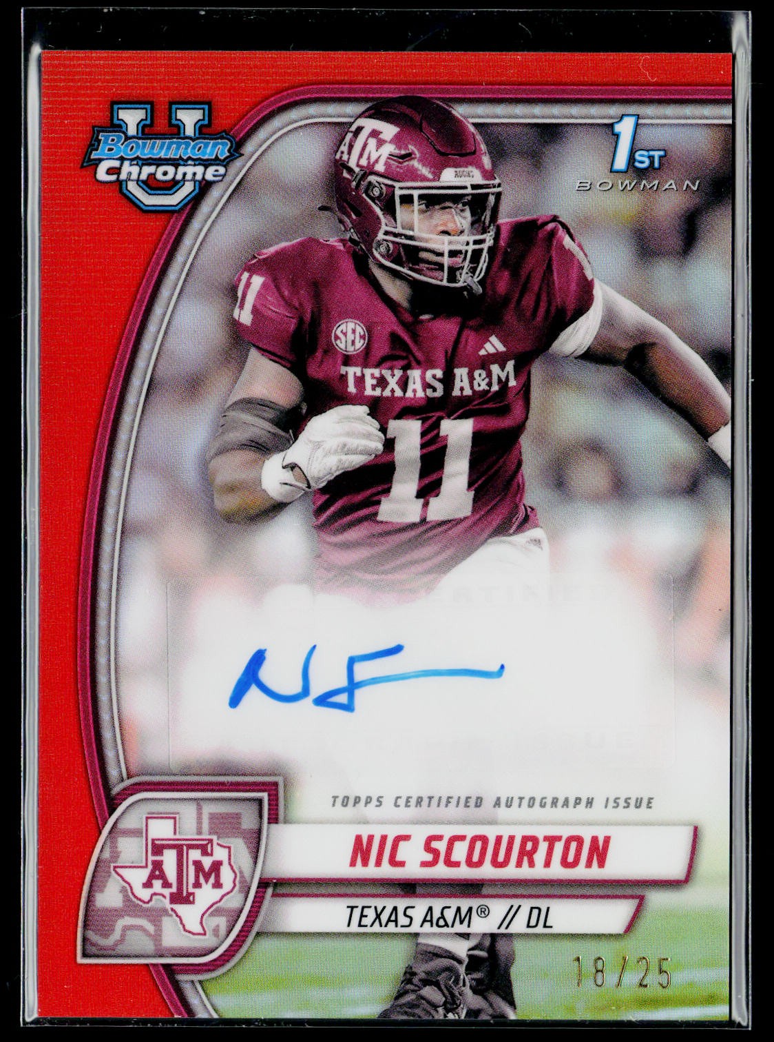 2024 Bowman University Chrome #PA-NSC Nic Scourton auto Orange Refractor /25